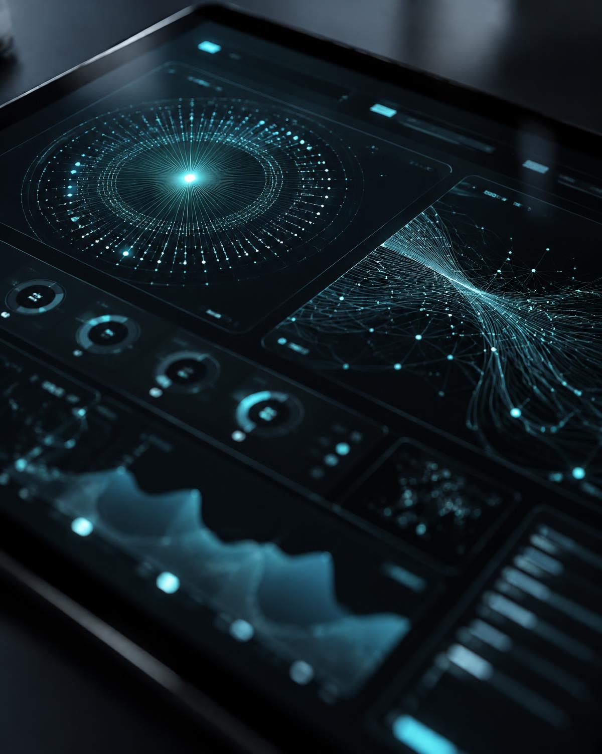 Close-up of Synthra intelligence dashboard with radial data visualisation
